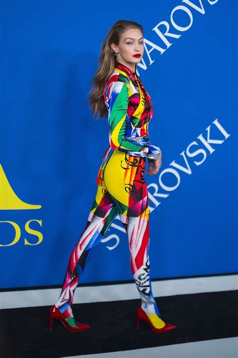 Gigi Hadid S Rainbow Catsuit Makes Her Look Like A Sexy Superhero Popsugar Fashion Fashion