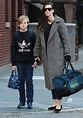 Liv Tyler looks naturally beautiful in oversized tweed coat with son ...