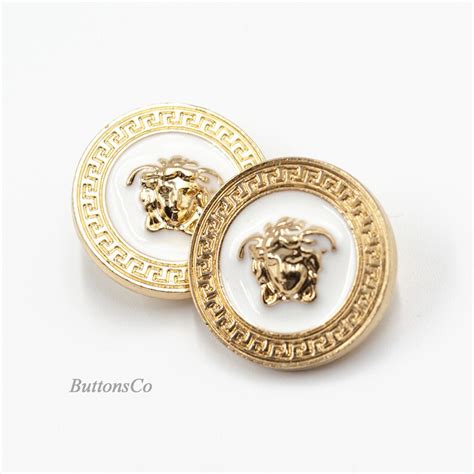 Vintage Versace Unstumped Buttons Gold And White 22 Mm Etsy