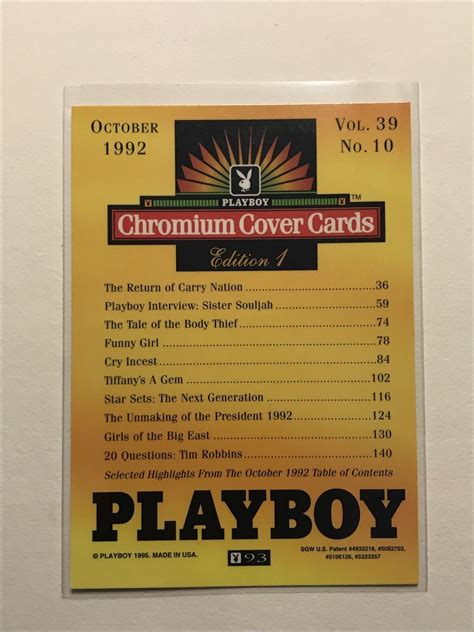 1995 Playboy Chromium Cover Cards CRISTY THOM 93 October 1992 EBay