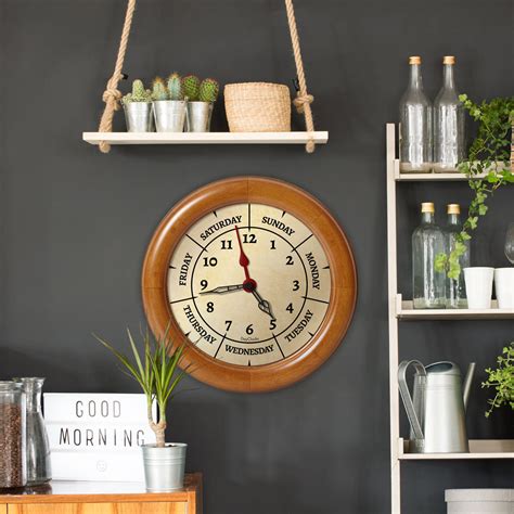 Dayclocks Wall Clock With Day Of The Week For Kitchenliving Room