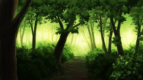 Download 1422x800 Anime Landscape Forest Tree Paint Wallpapers