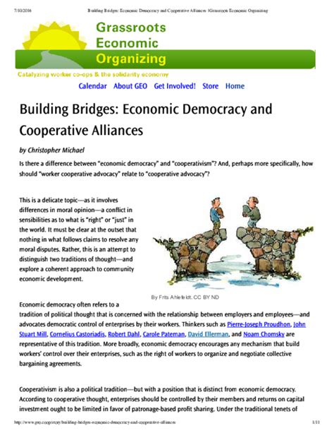 Pdf Building Bridges Economic Democracy And Cooperative Alliances