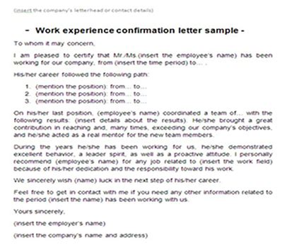 Working experience or work experience. Experience Letter confirmation. Experience Letter образец. Confirmation Sample. Work experience Letter Sample.