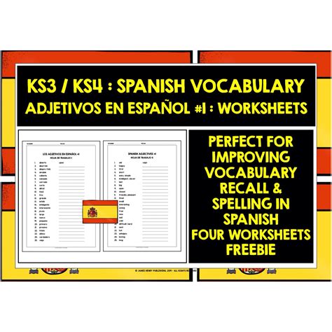 Spanish Adjectives Worksheets Freebie 1 Teaching Resources
