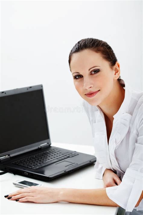 Business Woman Using Laptop Stock Image Image Of People Confidence