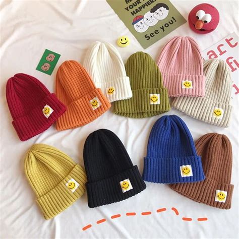 Fake Smile Beanie Hat Aesthetic Beanies Beanie Hats Knitted Hats