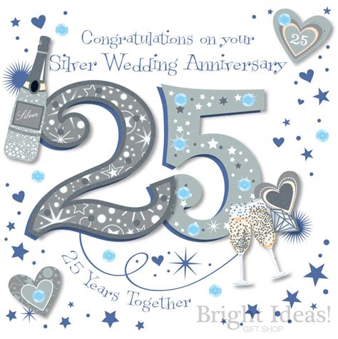 25th Silver Wedding Anniversary Card By Ling Design Mwer002925