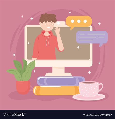 Boy Talking Video Royalty Free Vector Image Vectorstock