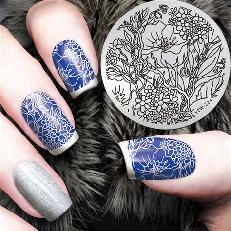 1 Pc Original Hand Painted Nail Art Polish Diy Stamping Plates Image