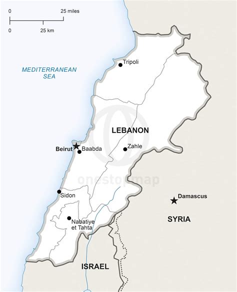 Vector Map Of Lebanon Political One Stop Map
