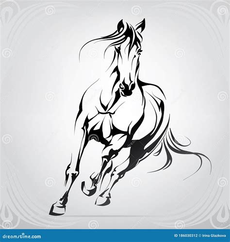 Vector Silhouette Of A Running Horse Vector Illustration Stock Vector