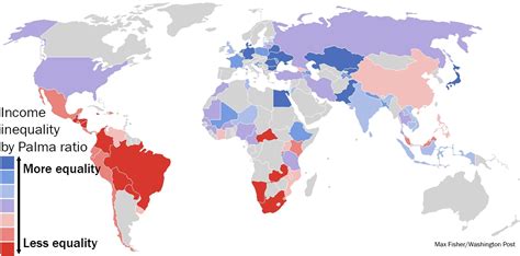 Map How The Worlds Countries Compare On Income Inequality The Us