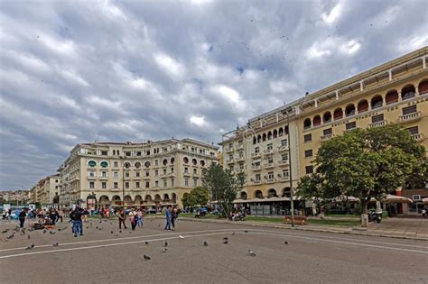 People Walking At Aristotelous Square In The Center Of City Of