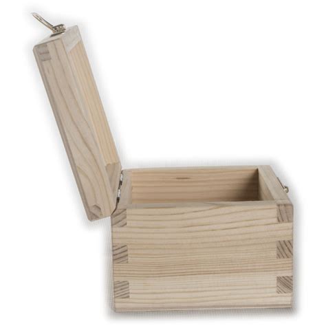 Small Square Plain Wood Box With Hinged Lid 10 X 10 X 75cm For