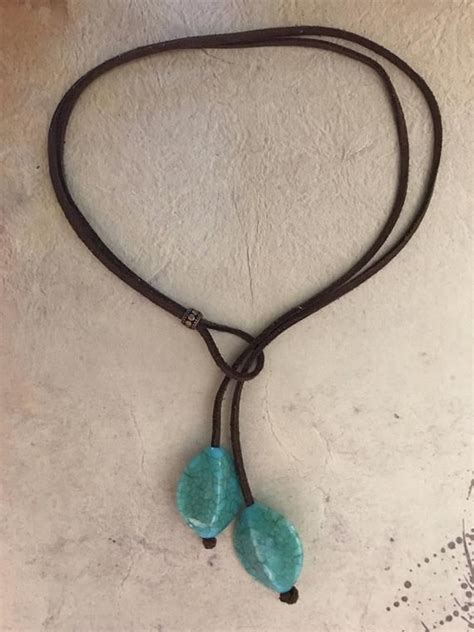 Leather Turquoise Choker Necklace International Showcase Gift Etsy
