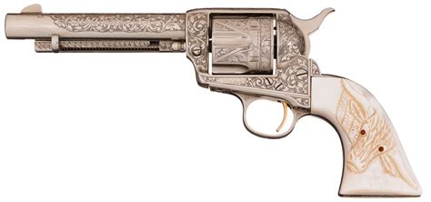 Cole Agee Engraved 1st Gen Colt Saa Revolver Steer Head Grips Rock