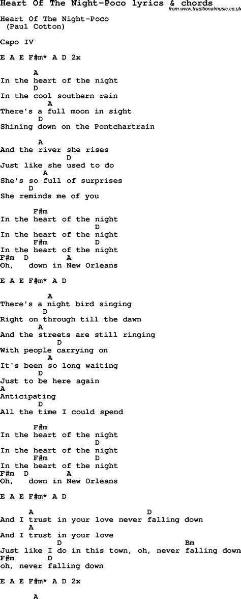 Album ¿dónde está el país de las hadas? Love Song Lyrics for:Heart Of The Night-Poco with chords.