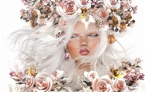 Images Blonde Girl Face Roses Girls 3d Graphics