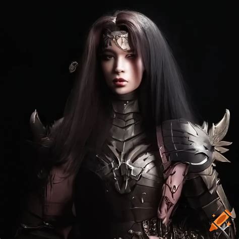 Model In Dragon Armor With Long Black Hair On Craiyon