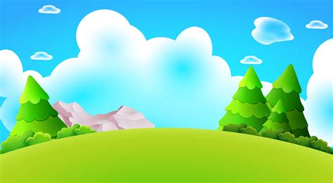 Cartoon Forest Hill Landscape Vector Nature Background Illustration