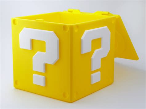 Mario Question Block 3d Printed Hinged Coin Bank Or Storage Box Plz