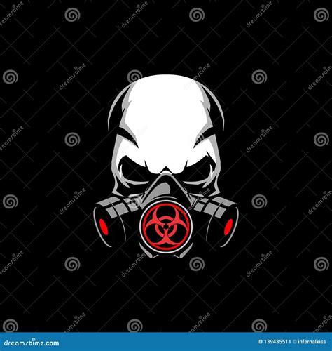 Simple Skull Gas Mask With Biohazard Symbol Vector Template Stock