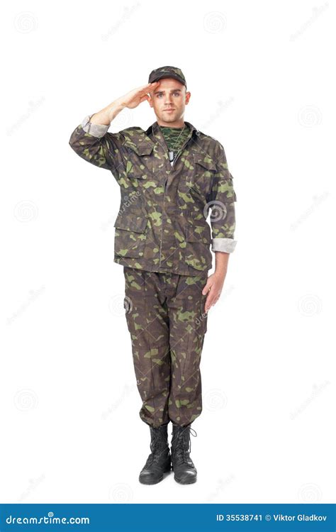 Young Army Soldier Saluting Stock Image Image 35538741