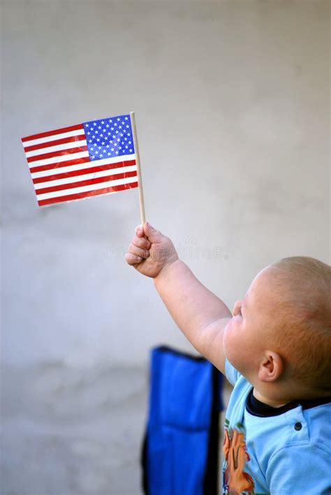 Baby Holding American Flag Stock Image Image Of Parade 2733117