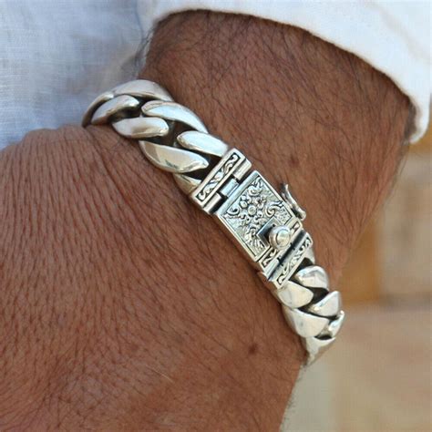 Silver bracelets for men are a must, let us tell you why. Men Bracelet 925 Solid Sterling Silver Heavy Classic Link ...
