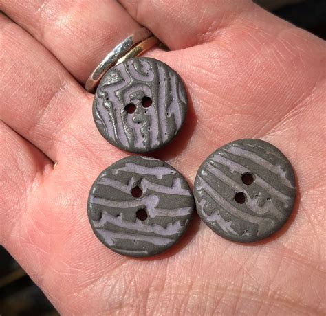 Set Of 3 Lavender Sprig Artisan Buttons Pottery Buttons Ceramic Buttons