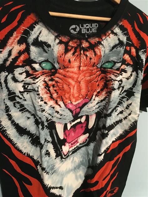 Liquid Blue Tiger T Shirt L Xl 2xl All Over Print Aop Bengal Big Cat Ebay