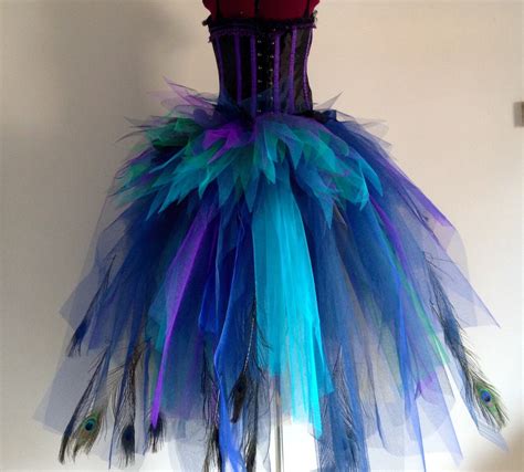 French Navy Blue Purple Peacock Feathers Burlesque Tutu Bustle Etsy