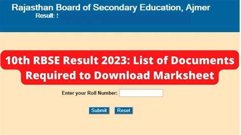 10th Rbse Result 2023 Out List Of Documents Required To Check Bser