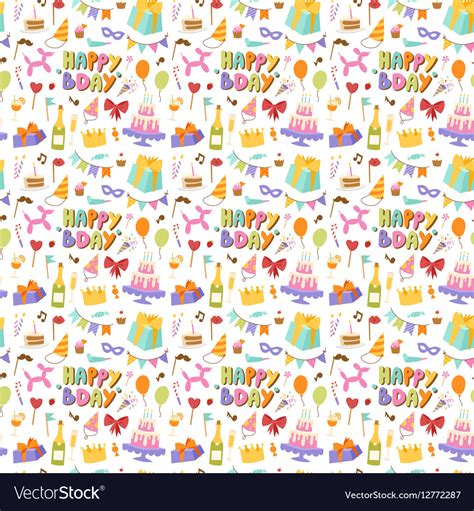 Happy Birthday Seamless Pattern Royalty Free Vector Image