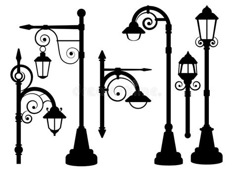 Street Lamp Set Street Lights Of London Paris New York Moscow Stock