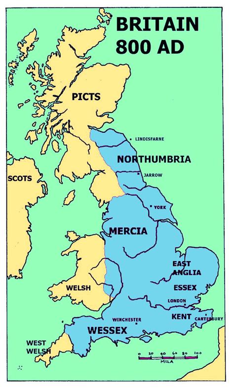 britain around 800 ad half a century before alfred the great map of britain language history