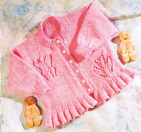 Vintage Knitting Pattern Baby Girl Peplum Frill Cardigan