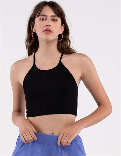 FREE PEOPLE FP Movement Cropped Run Womens Tank Top BLACK Tillys