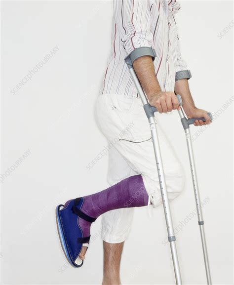 Man Using Crutches Stock Image M3600266 Science Photo Library