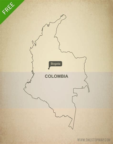 Free Vector Map Of Colombia Outline Colombia Map Map Vector Map
