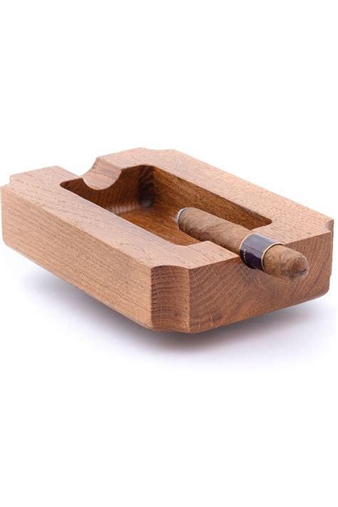 ROGOZ Wood Cigar Ashtray For Men Durable Solid Slot Cigar Holder Large Heavy Outdoor Wooden