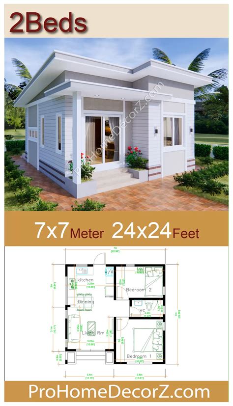 House Design 7x7 With 2 Bedrooms Full Plans House Plans 3d 5c5 Small