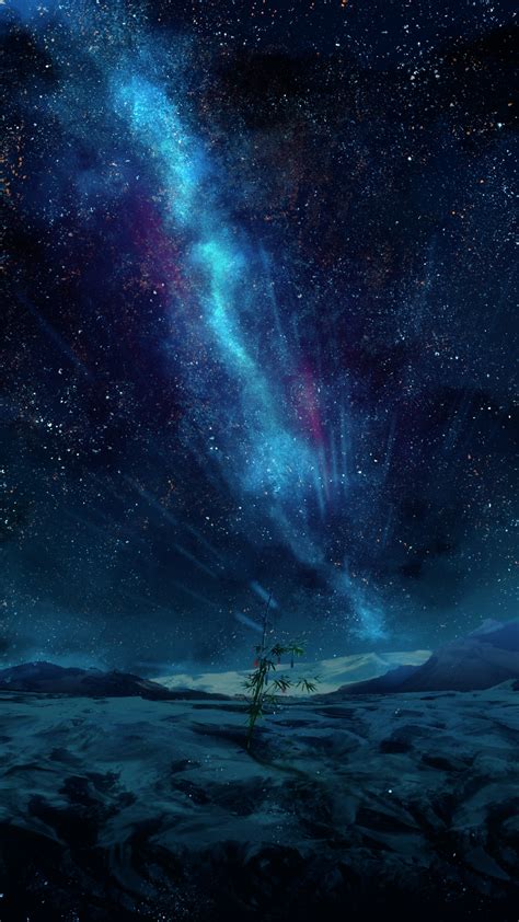Download 1440x2560 Anime Night Starry Sky Milky Way Scenic Wallpapers