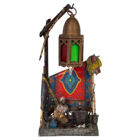 Antique Austrian Cold Painted Bronze Franz Bergmann Arab Carpet Seller Lamp For Sale At StDibs