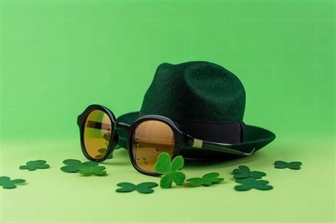 Fondo Del Día De San Patricio Con Gafas De Sol De Sombrero Verde Y