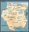 Elevation map of Suriname | Suriname | South America | Mapsland | Maps ...
