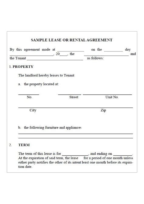 Kostenloses Rental Agreement For Business Lease