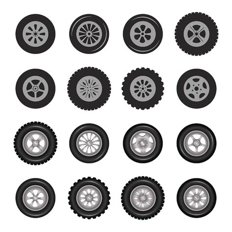 Car Wheels Icons Detailed Photo Realistic Set Vector Premium Download