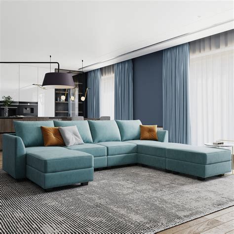 Reversible U Shaped Modular Sectional Sofa Couch For Living Room